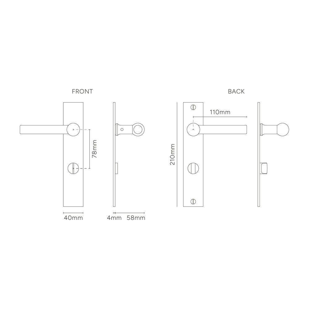 Corston Harper Langschildgarnitur mit gefedertem Türgriff und Drehknopf – Bronze