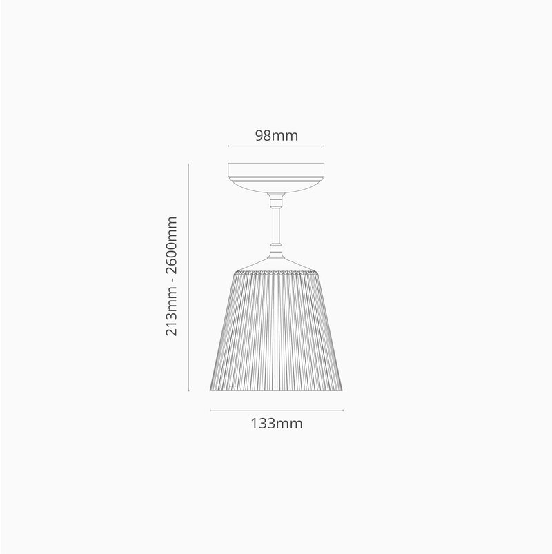 Richmond hängende Medium-Deckenleuchte geriffeltes Glas – Antikes Messing 