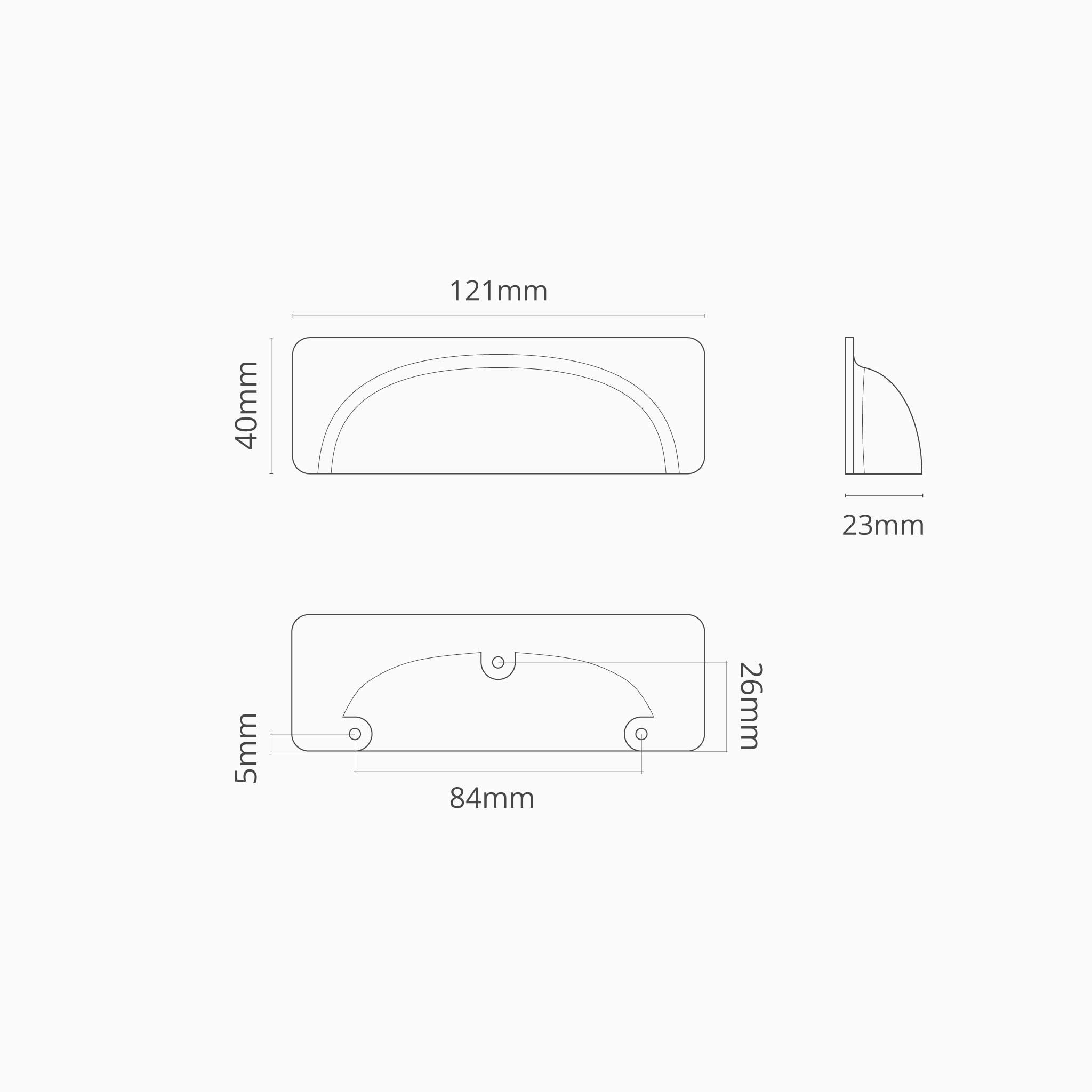 Corston-Elm Muschelgriff (84 mm) – Poliertes Nickel