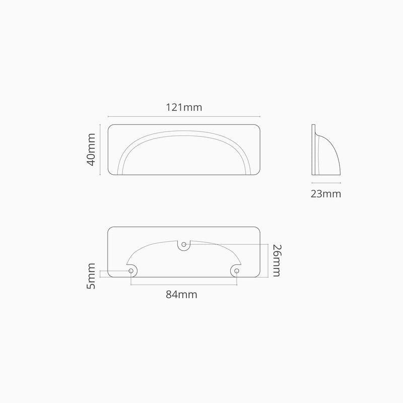 Corston-Elm Muschelgriff (84 mm) – Poliertes Nickel