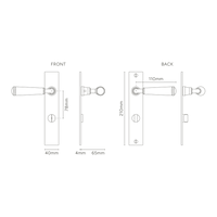 Corston Digby Langschildgarnitur mit gefedertem Türgriff und Drehknopf – Antikes Messing