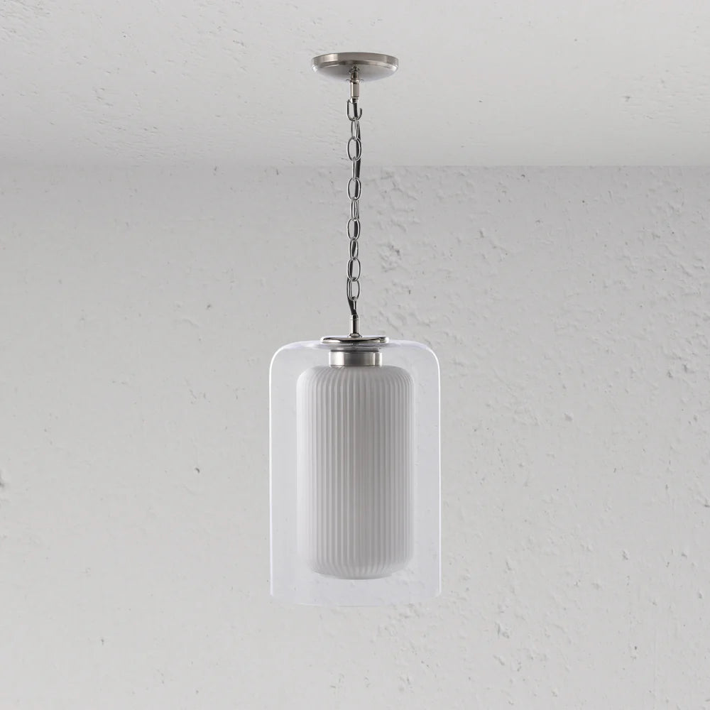 Corston Windsor hängende Medium-Deckenleuchte Opalglas - Poliertes Nickel