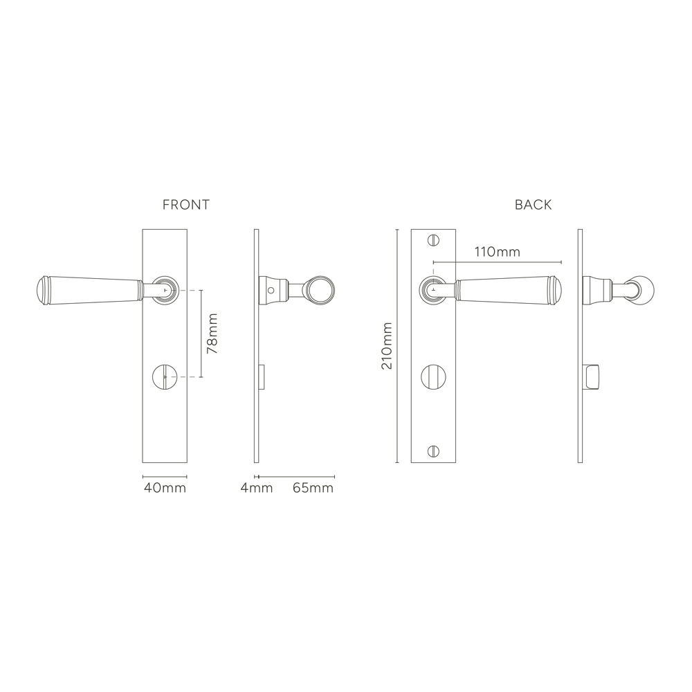 Corston Digby Langschildgarnitur mit gefedertem Türgriff und Drehknopf – Bronze