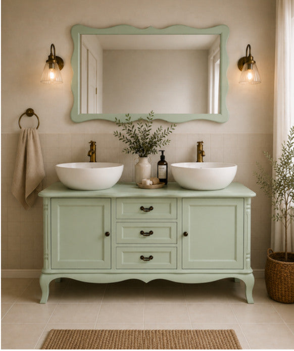 Mint green custom bathroom vanity