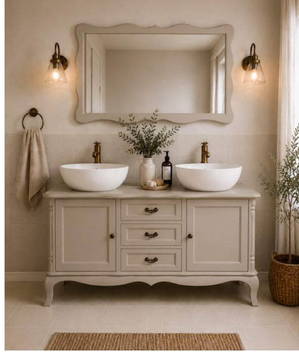 Natural beige custom bathroom vanity
